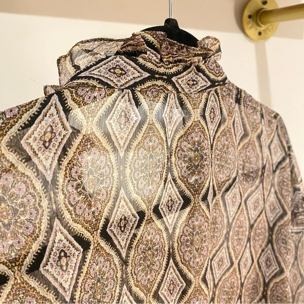ZARA - Bohemian Sheer Paisley Flowy Blouse - size M - Picture 8 of 12
